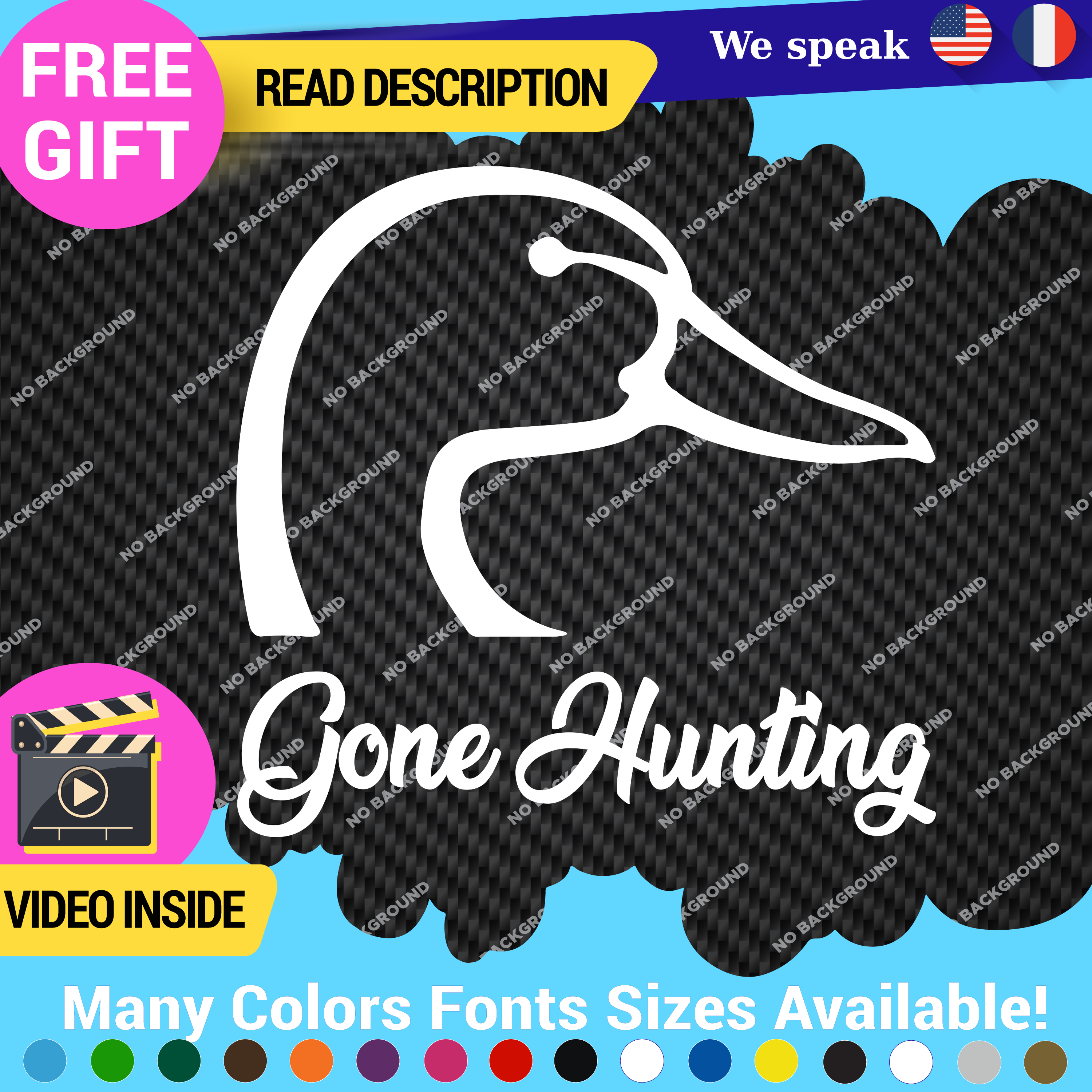 Duck Gone Hunting Stickers Decals Vinyl Animal Camo Wildlife Head Trucks